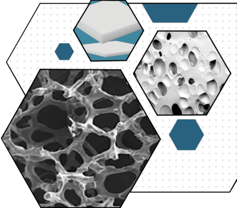 Hexagonal microscopy imagery showing silicone material formulation