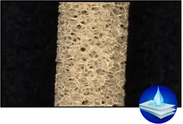 Close-up of porous silicone foam material sample